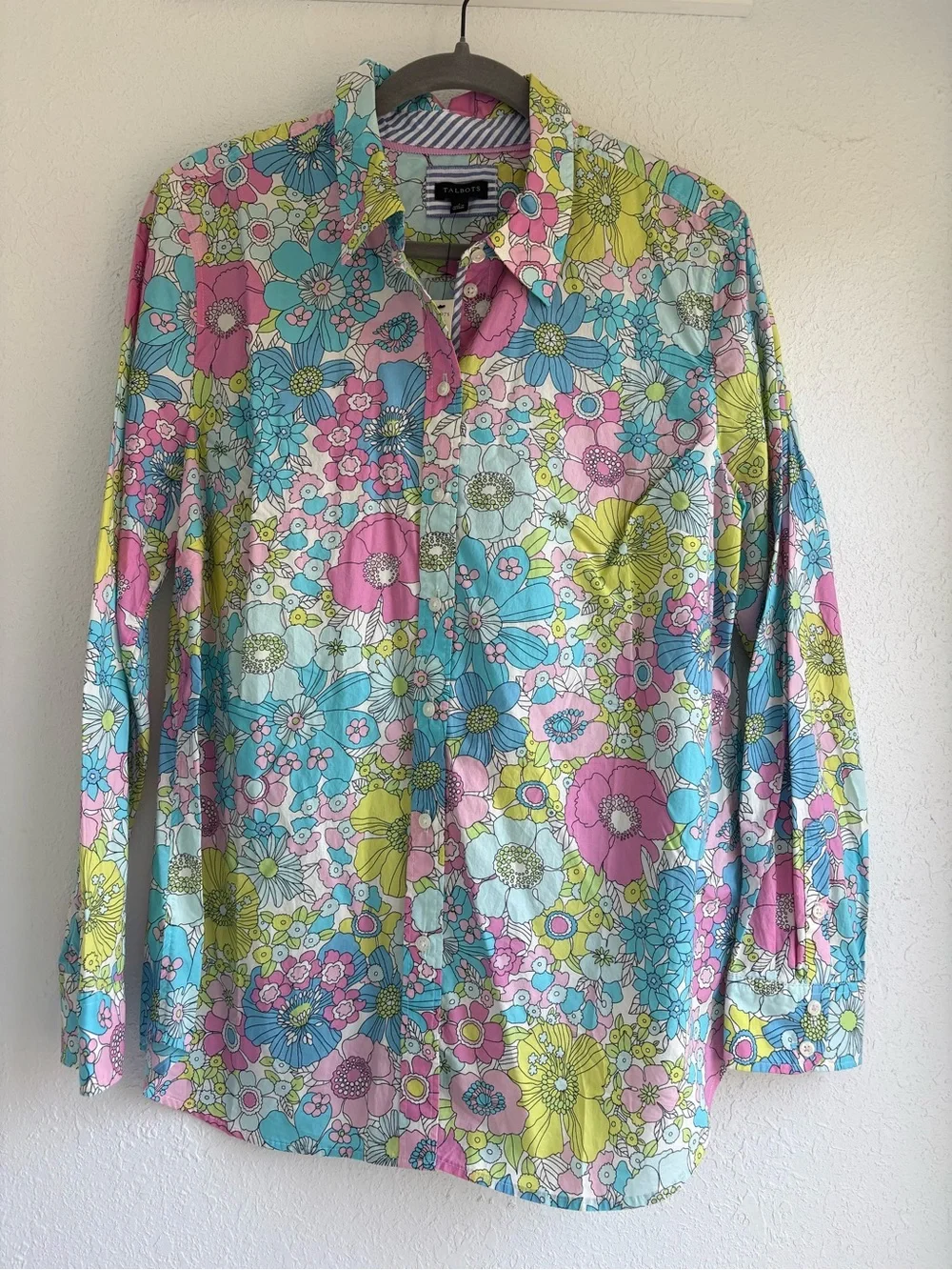 NWT Talbots Classic Cotton Layered Retro 70s Floral Hippie Multicolor Size Large